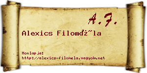 Alexics Filoméla névjegykártya